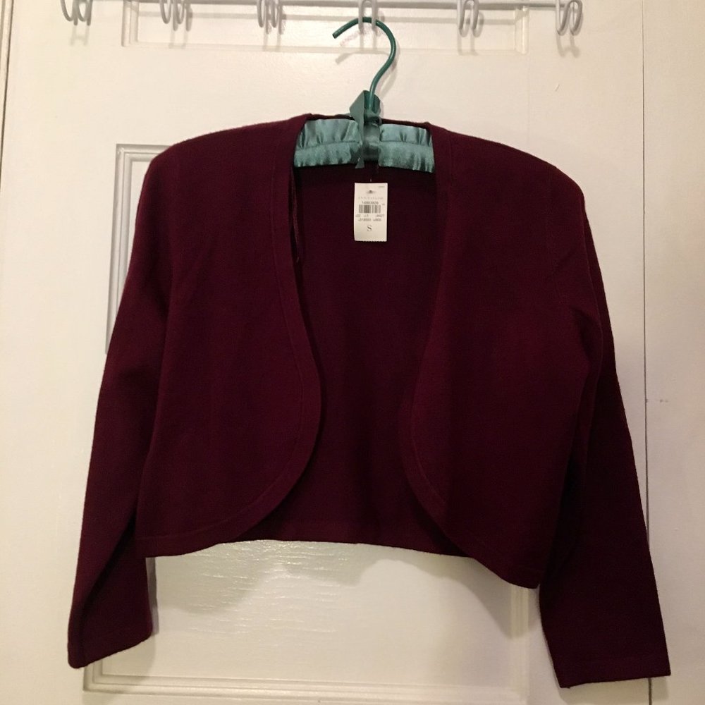 Ann Taylor Open Cropped Cardigan Purple